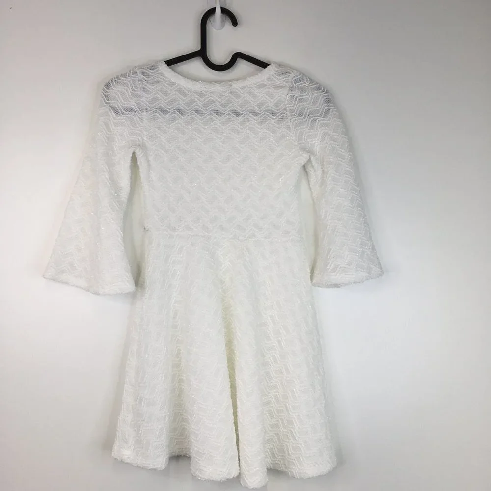 Tahari Girl Bell Sleeve White Dress Size 6X
